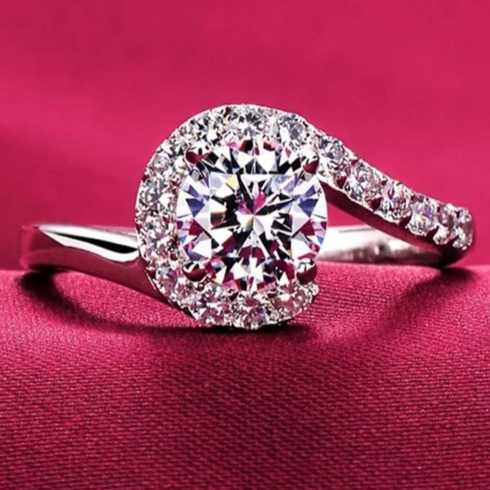 🎀925 Silver White Sapphire Spiral Ring - Picture 7 of 7